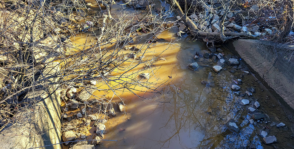 A muddy stream.